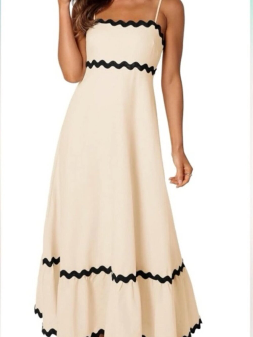 Elegant Cream and Black Women's Dress